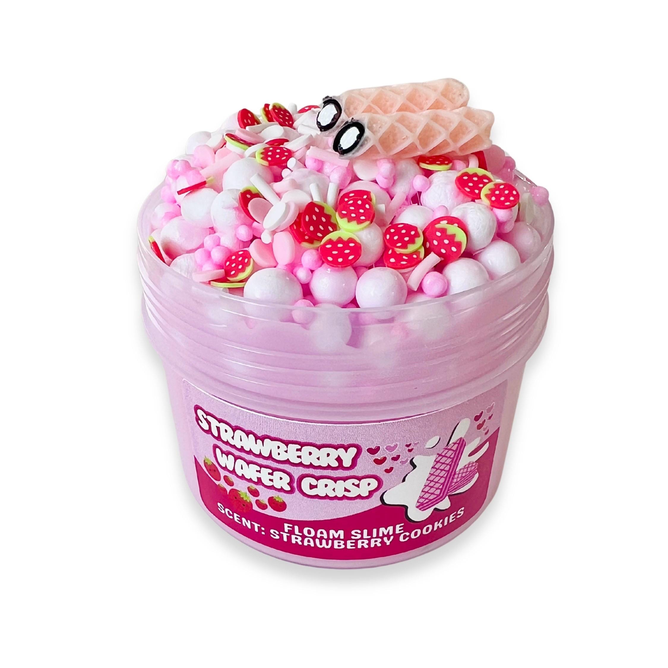 Strawberry Wafer Crisp - semi-floam Slime - Scented Slime - ASMR - sensory Slime - with sprinkles and charms