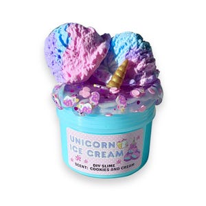 Unicorn Ice Cream - DIY Slime - Scented Slime - ASMR - Sensory Slime - Clay sprinkles and charm included