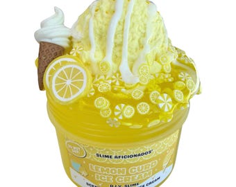 Lemon Curd Ice Cream - Scented DIY Slime – Jelly Texture Base with Clay Sprinkles, Charms