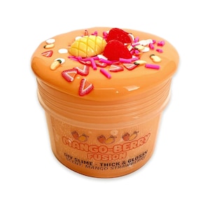 Mango-Berry Fusion - Thick and Glossy - Scented Slime - ASMR - Sensory Slime - Clay sprinkles and charm included