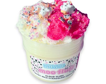 KAWAII Moo FLUFF- cloud slime - Scented Slime - ASMR - Sensory Slime - charm included