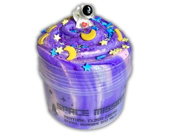 Space Mission - cloud créme slime - Scented Slime - ASMR - Sensory Slime - Clay sprinkles and charm included