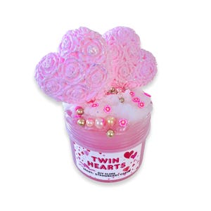 Twin Hearts - DIY Slime - scented slime - ASMR - sensory slime - with clay sprinkles and charm