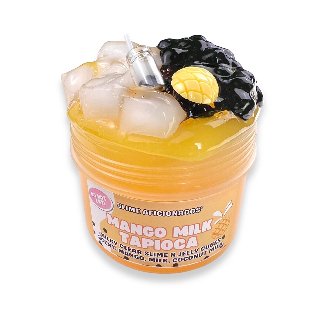 Topper Slime MANGO MILK TAPIOCA - Milky Clear Slime With Jelly Cube Topper Slime ...