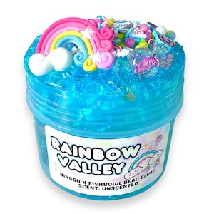RAINBOW VALLEY- Crunchy Slime - Fishbowl Bead Slime - ASMR - Sensory Slime