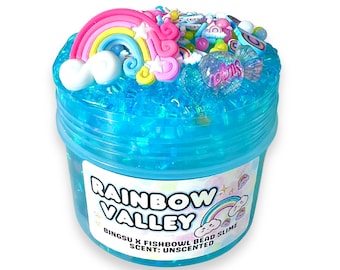 RAINBOW VALLEY- Crunchy Slime - Fishbowl Bead Slime - ASMR - Sensory Slime