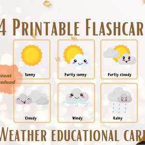 CARTES MÉTÉO | 24 cartes mémoire Montessori | Cartes mémoire imprimables numériques | Éducatif | Apprentissage à la maison et activités préscolaires | PDF