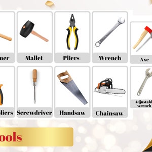 TOOLS FLASHCARDS - 48 afdrukbare flashcards Gereedschappen Nomenclatuur Montessorikaarten Voorschoolse Educatieve kaarten Hulpmiddelenwoordenschat Digitaal PDF-bestand