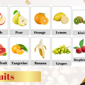 FRUITS - 24 Printable flashcards - Fruits Nomenclature - Montessori Learning-Educational cards - Fruits vocabulary - Digital PDF file