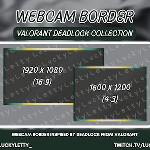 Valorant Deadlock Inspired Webcam Border 16x9 & 4x3 - Twitch, Youtube, Facebook