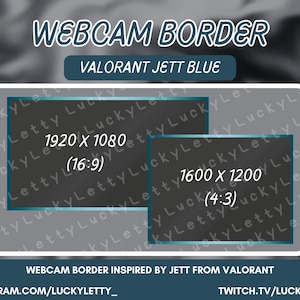 Borde de cámara web inspirado en Valorant Jett 16x9 y 4x3 - Twitch, Youtube, Facebook