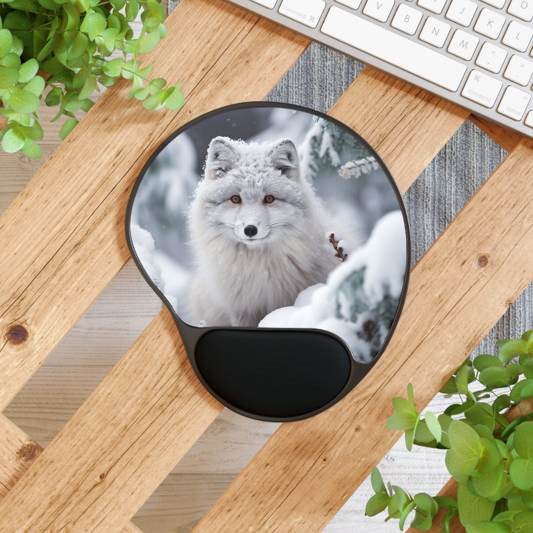 Arctic Fox Mouse Pad With Wrist Rest Etsy