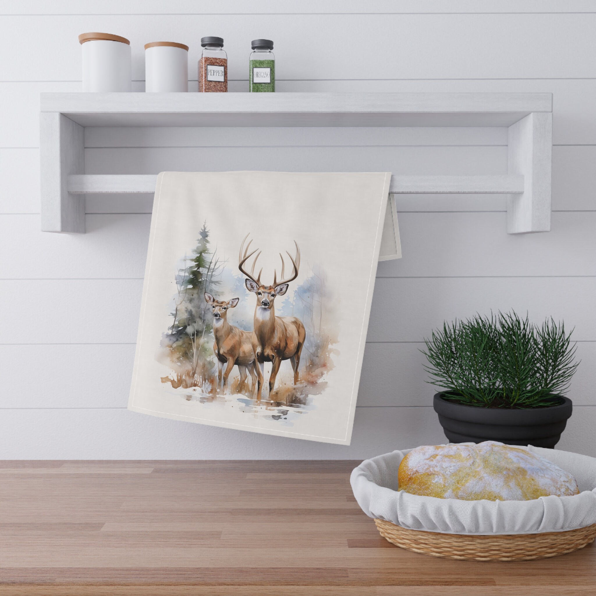 Deer Hunter Theme Cotton Hand Dish Towel Hunter Buck Sayings -   Log Cabin Decor