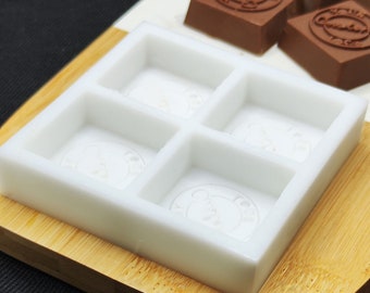 Custom square silicone chocolate mold with your logo or text