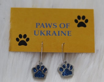 Glitter Paw Earrings for Ukraine