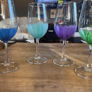Hand Painted Flower Wine Glasses