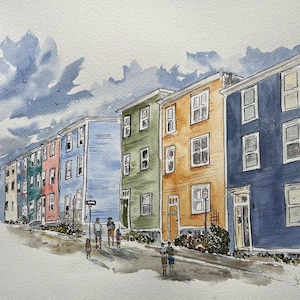 Jelly Bean Row, St. John's, NL - Original Aquarellmalerei