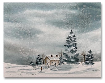 Winter Morning - Original watercolour mini-painting