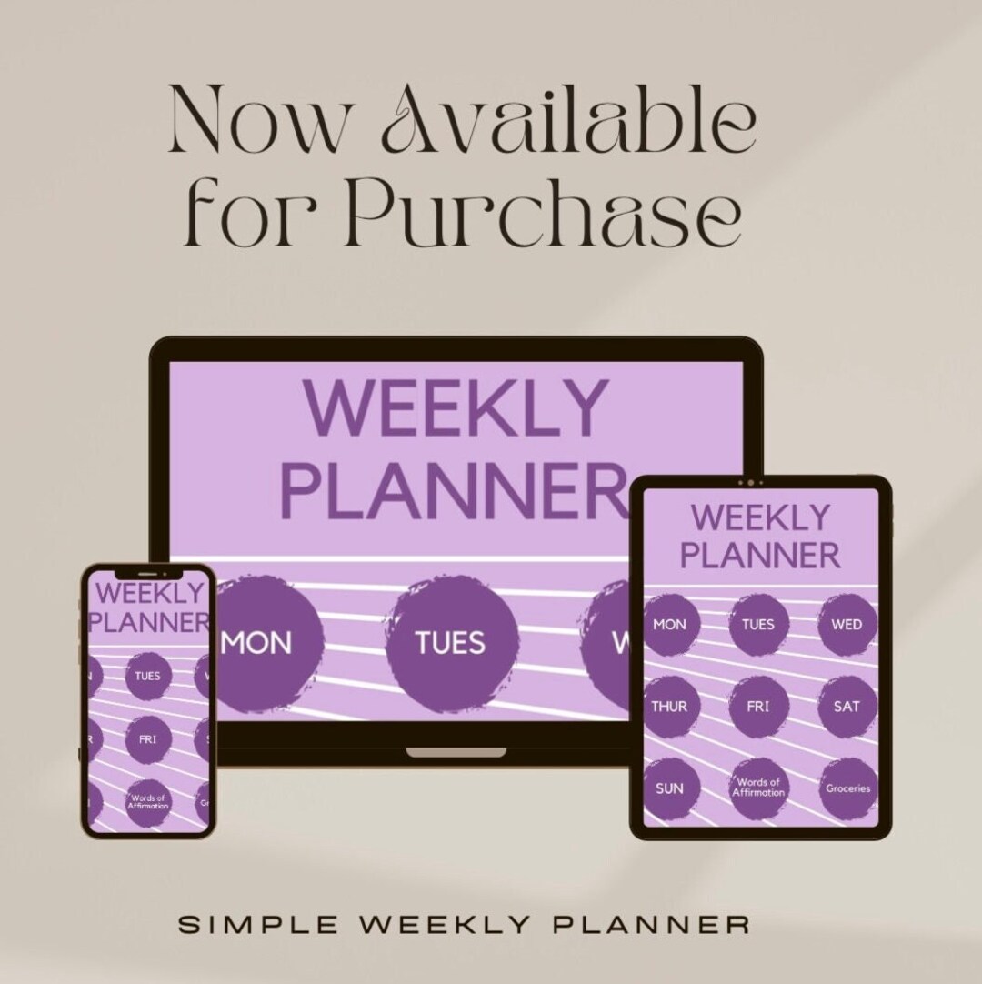 Simple weekly planner etsy