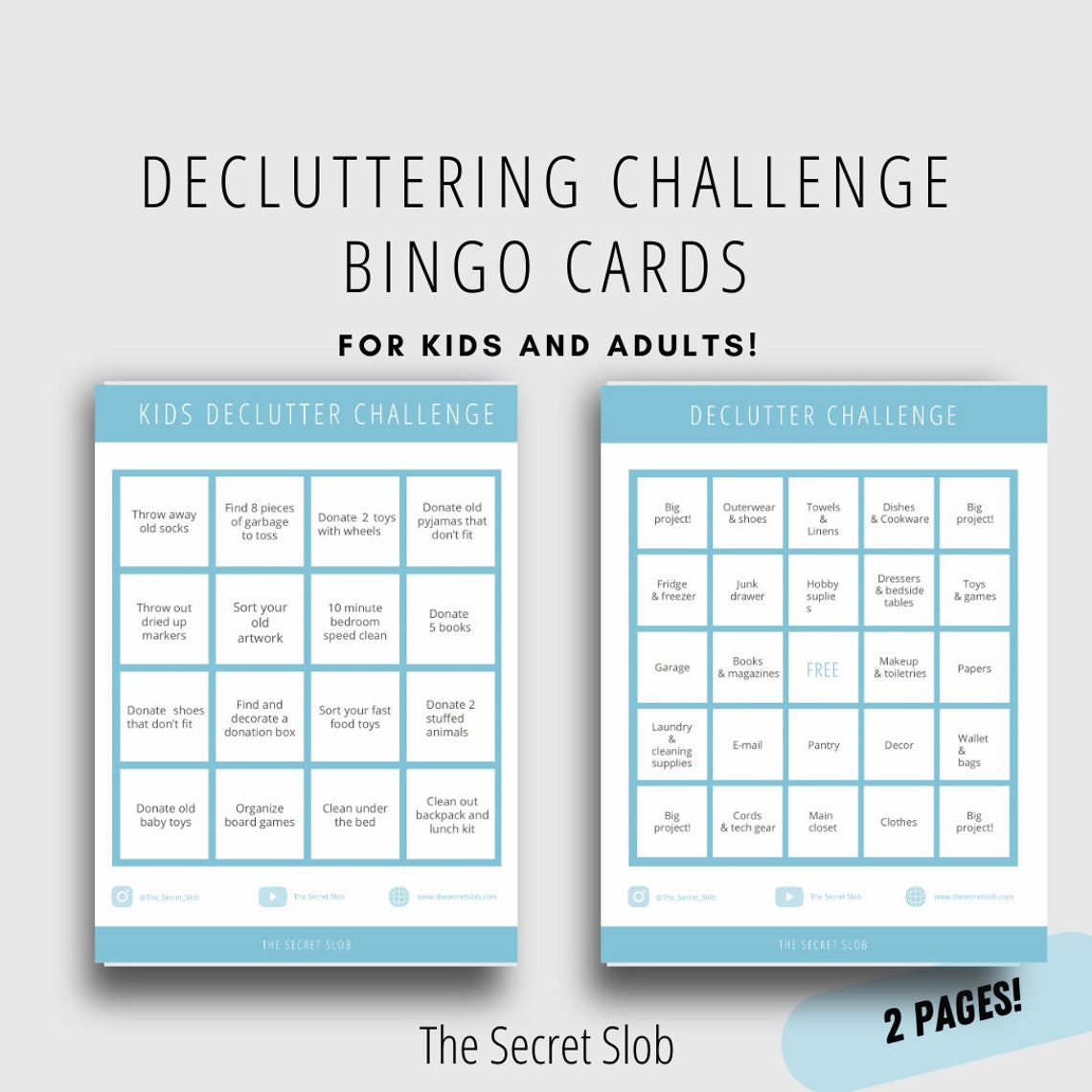 The Secret Slob Decluttering Challenge Bingo Cards - Etsy