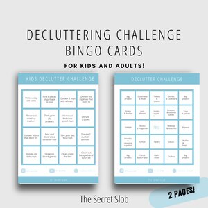 The Secret Slob Decluttering Challenge Bingo Cards - Etsy