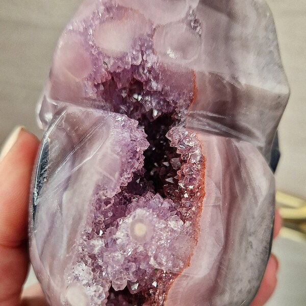 Absolutely incredible LARGE Amethyst and Agate open druzy skull SPARKLY