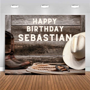 Customized Birthday Backdrop - Cowboy, Rodeo, Personalized Banner, Themed Party Prop for Photography and Photo Booth