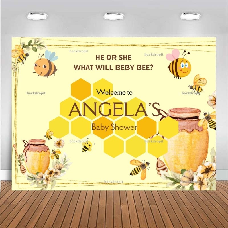 Customized Baby Shower Backdrop What Will Baby Bee Personalized Banner Themed Party Prop for Photography and Photo Booth