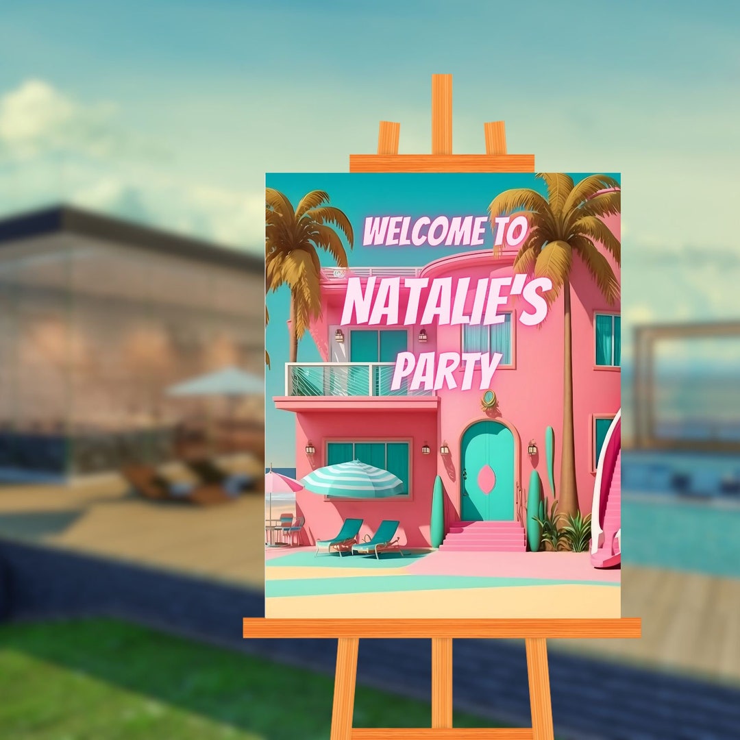 Custom Sign Dollhouse Beach Party Theme Etsy