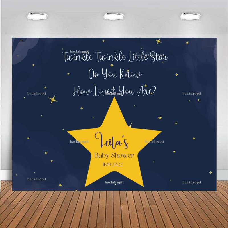 Customized Baby Shower Backdrop Twinkle Twinkle Little Star Personalized Banner Themed Party Prop for Photography and Photo