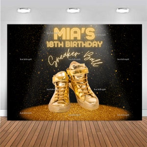 Customized Birthday Backdrop - Sneaker Ball,  Sneaker Gala, Personalized Banner, Themed Party Prop for Photography and Photo Booth