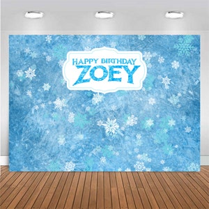 Customized Birthday Backdrop - Winter Theme, Snow Flakes, Themed Party Prop for Photography and Photo Booth