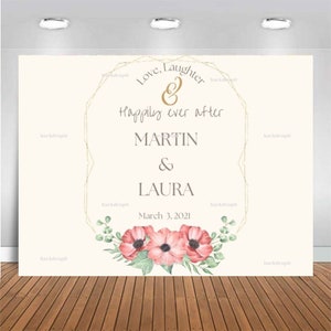Customized Wedding Backdrop - Happily Ever After, Personalized Banner, Themed Party Prop for Photography and Photo Booth
