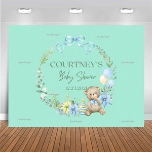 Customized Baby Shower Backdrop - Green or Neutral, Personalized Banner, Themed Party Prop for Photography and Photo Booth