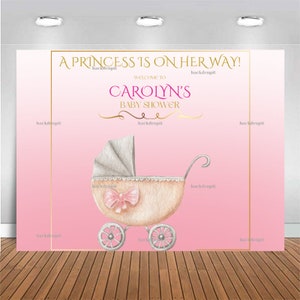 Customized Baby Shower Backdrop - Princess, Personalized Banner, Themed Party Prop for Photography and Photo Booth