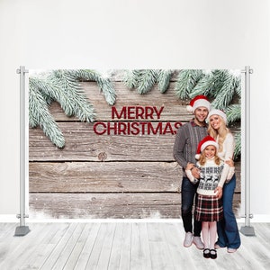Customized Christmas Backdrop - Personalized Christmas Banner, Country, Rustic, Wood Themed banner for Photo Booth and Photography