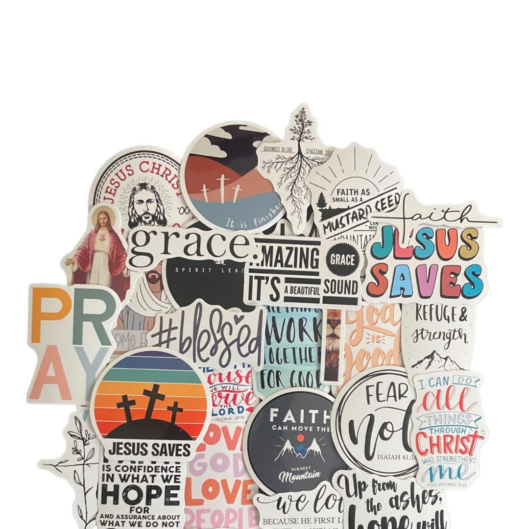 100 Jesus & Bible Verse Stickers | Inspirational Faith Affirmations | Waterproof Vinyl Chr