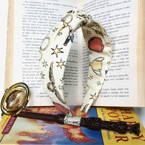 HARRY POTTER HEADBAND - Quiddich Stars / Fabric Alice Band / Hairband | Comfortable Adult and Child Knotted Headbands.