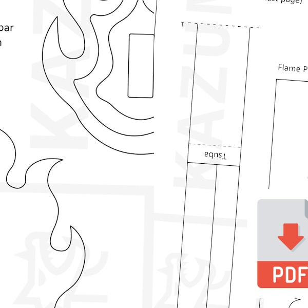 Cosplay Pattern Katana // Digital Pattern Download // Blade and Tsuba only