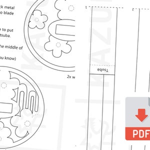Cosplay Pattern Kanao Katana // Digital Pattern Download // Blade and Tsuba only