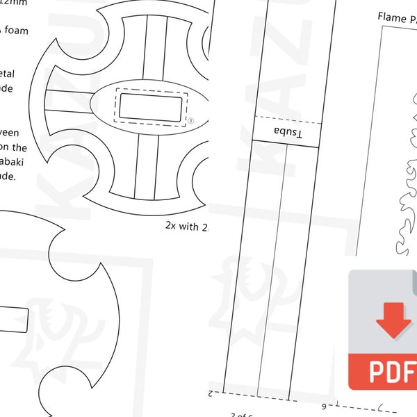 Cosplay Pattern Zoro // Sandai Kitetsu Katana Pattern // Téléchargement de modèle numérique // Pirate Hunter Sword