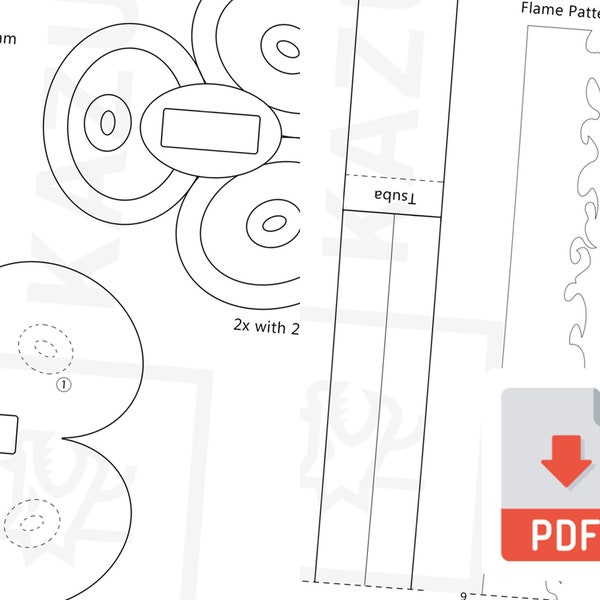 Cosplay Pattern Zoro // Enma Katana Pattern // Digital Pattern Download // Pirate Hunter Sword