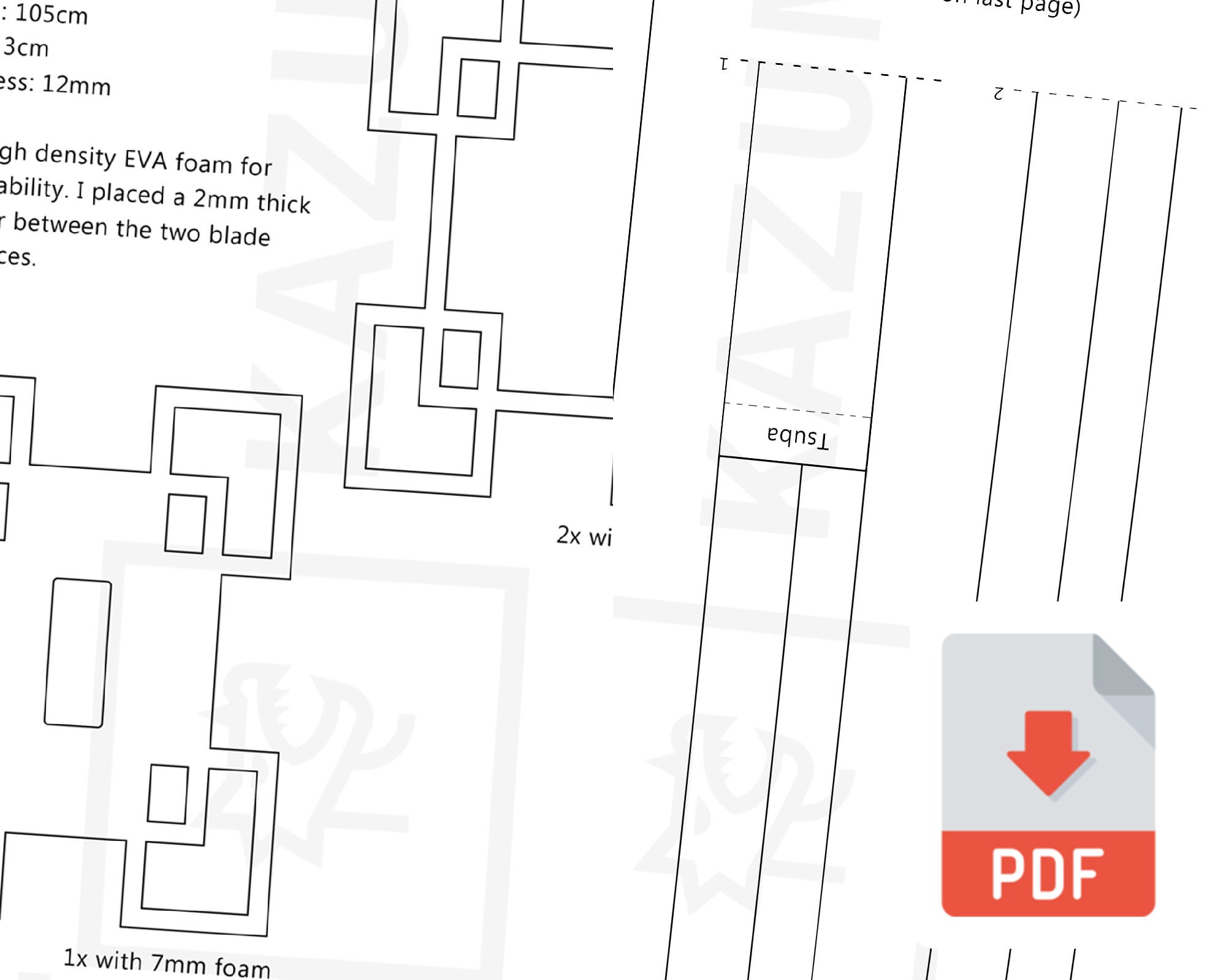 Muichio Pattern Cosplay Pattern Muichiro Katana // Digital Pattern Download // Blade ...