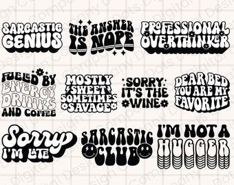 Retro Sarcastic SVG Bundle | Sassy svg files, Sarcastic png bundle, Funny quote svg bundle, Sarcasm svg, Sassy png designs, Humor bundle png