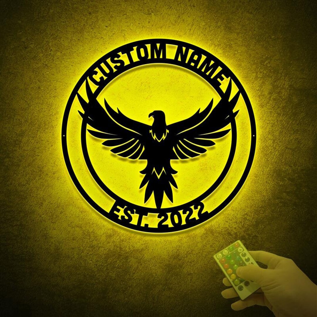 Rising Phoenix Metal Wall Art With LED Lights Phoenix Metal Etsy