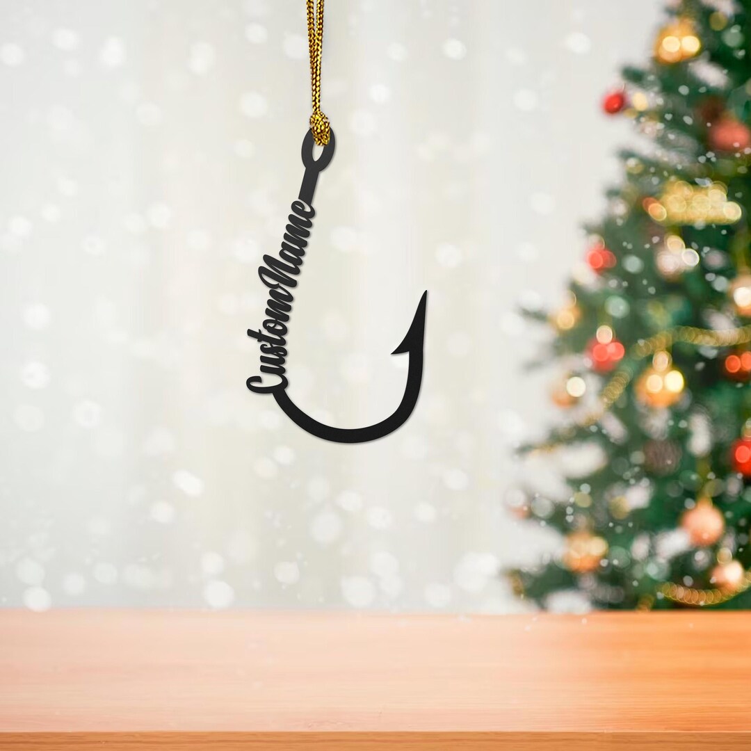 Custom Fishing Hook Ornament, Gifts for Dad, Custom Name Hook, Gift for