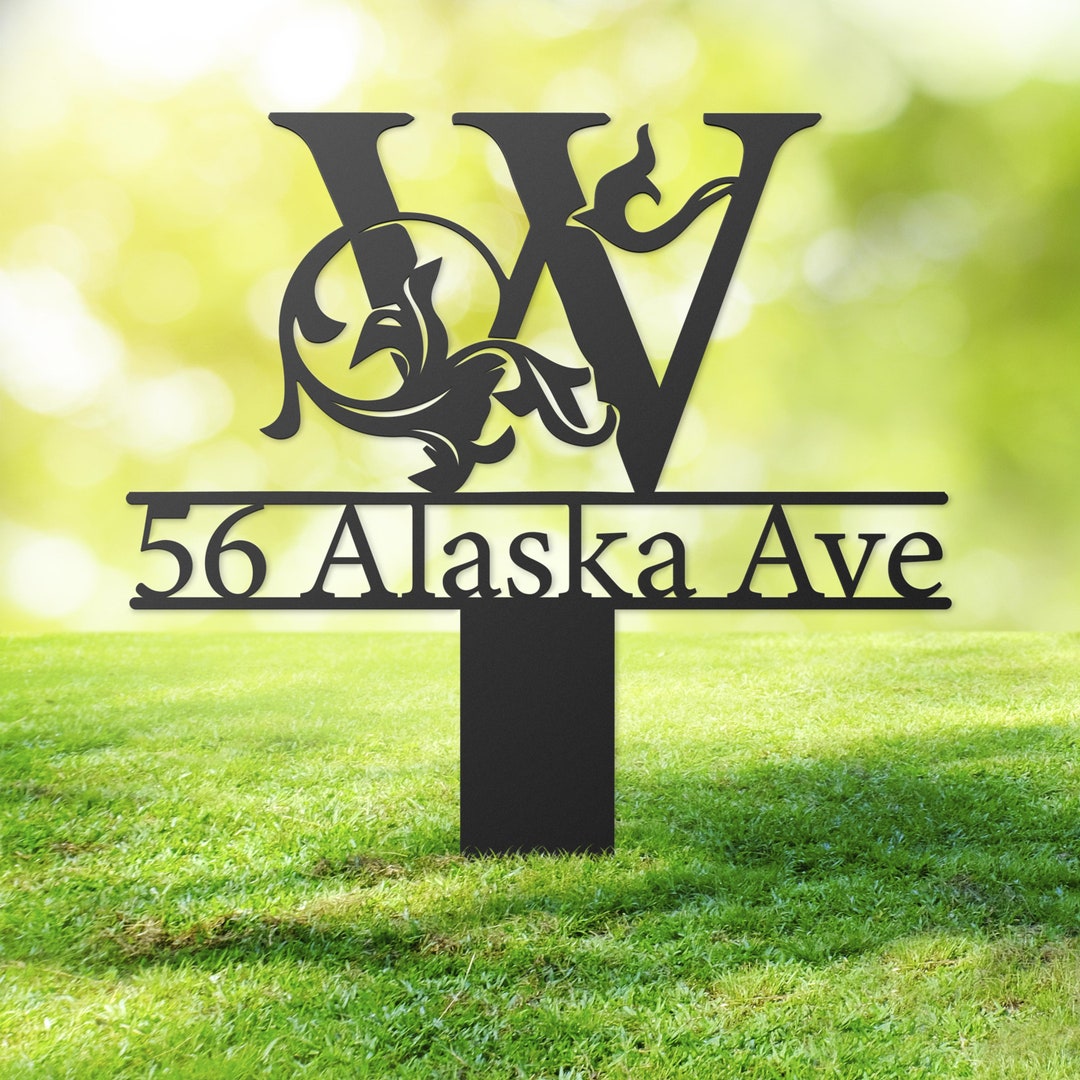 Address Metal Yard Sign Custom Home Number Sign Street Etsy