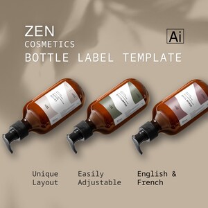Soap Label Template, Shampoo Label, Cosmetic Packaging Design, Editable Illustrator Skincare Bottle Labels | Minimalist Branding