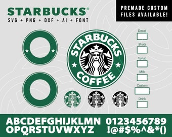 Personalised, Starbucks Logo, svg png dxf ai, Font Included, Cricut Silhouette, Digital Download, Holiday, Xmas, Custom Starbucks,