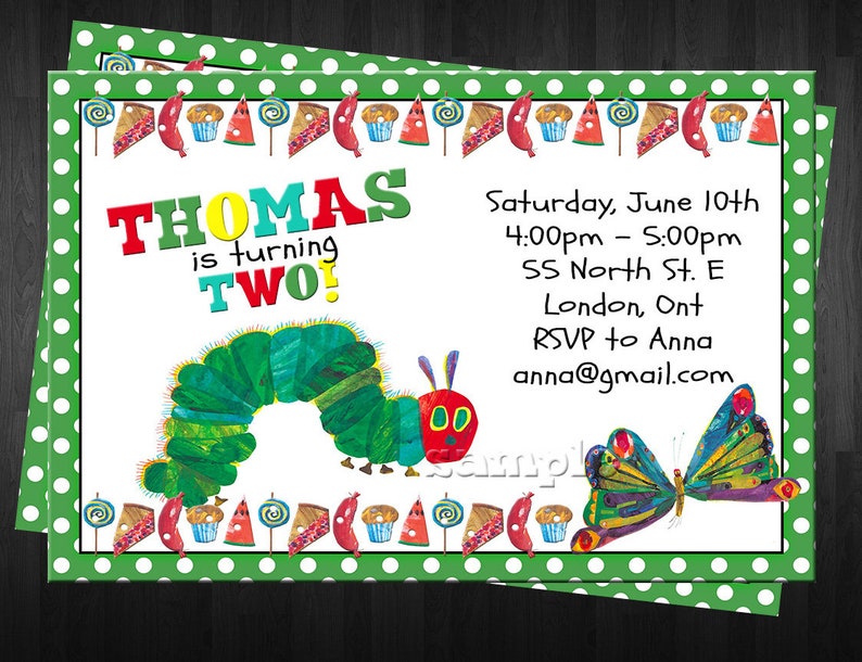 Hungry Caterpillar Birthday Invitation Birthday Invite Etsy